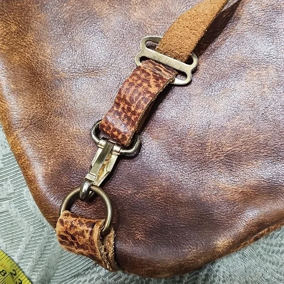 Vintage 1970s Leather Flap Closure Drawstring BackpackDay Backpack Carry On